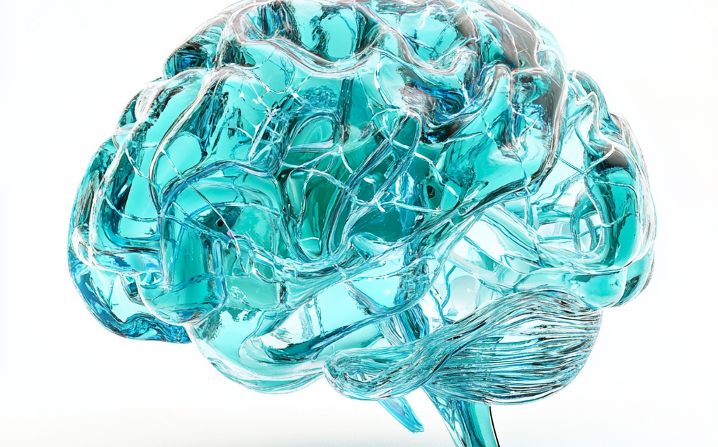 tlubben_AI-inspired_brain_crafted_from_translucent_teal_and_t_b99886e3-c5e0-4d2c-bd19-14df7e3ab211_3